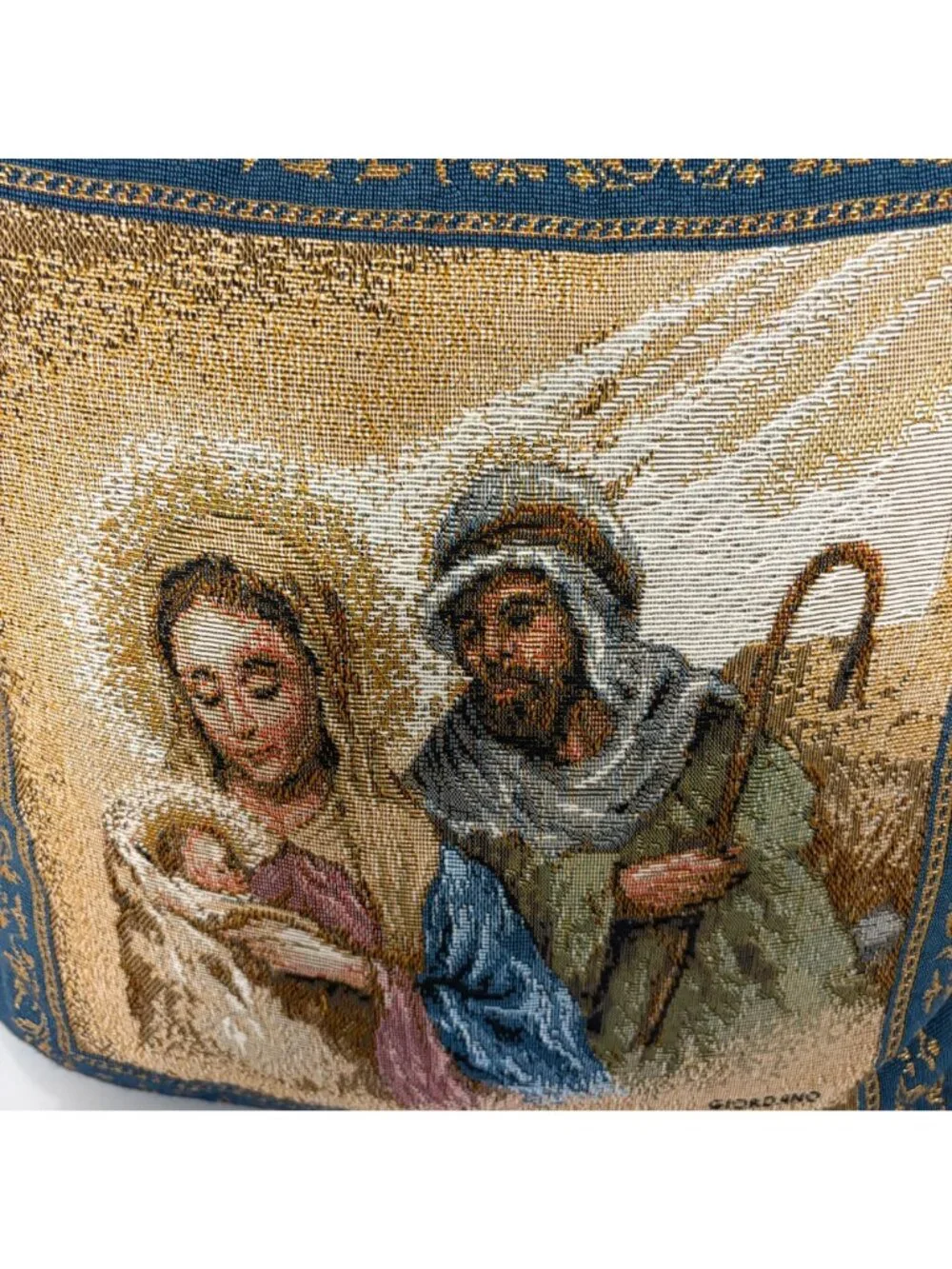 Holy Family Tapestry Pillow Christmas Nativity Mary Joseph Jesus 16